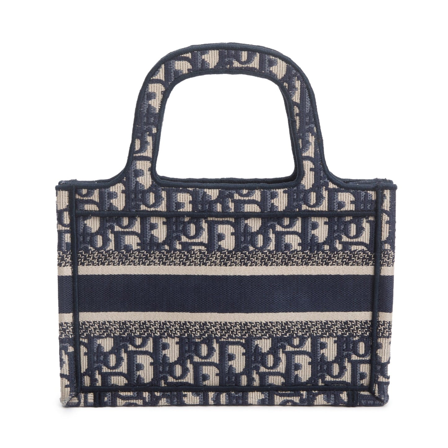 Dior Christian Oblique Book Tote Handbag Canvas Blue Tote Bag