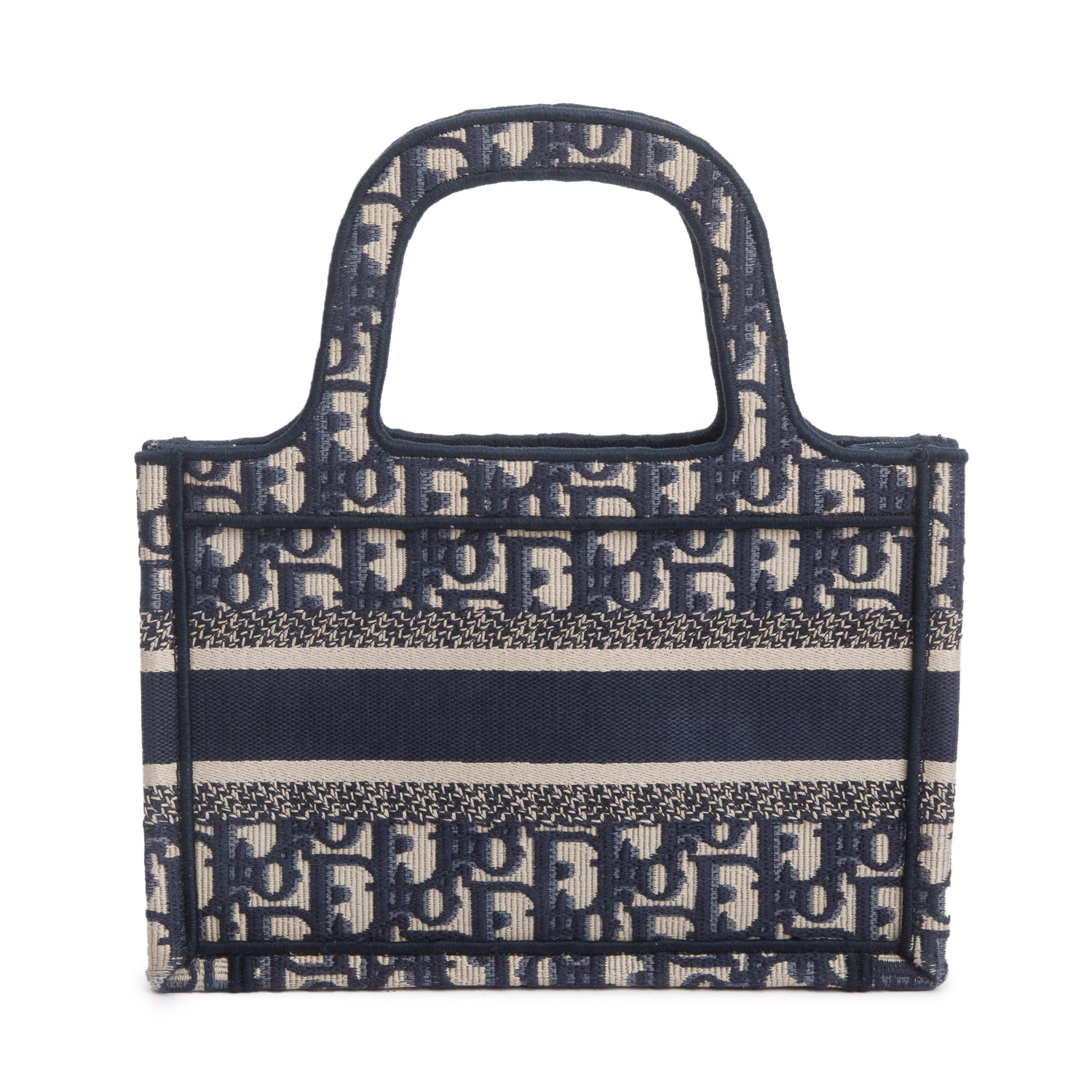 Dior Christian Oblique Book Tote Handbag Canvas Blue Tote Bag