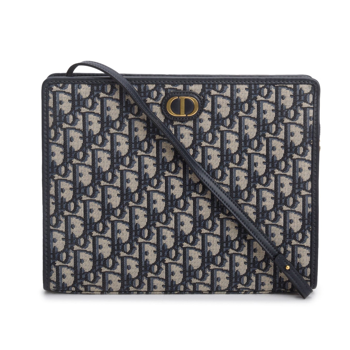 Dior Christian Oblique Jacquard Dea Montaigne Pouch Handbag Blue Travel Bag