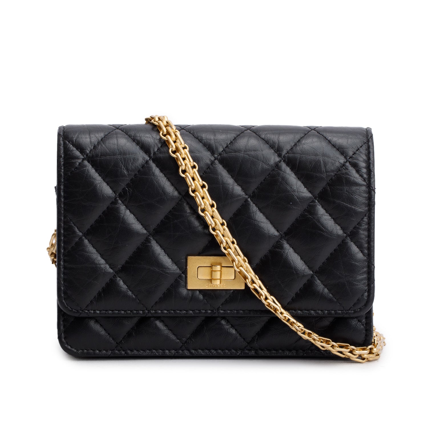 Chanel Aged Quilted Reissue on Lambskin Black Wallet Case
