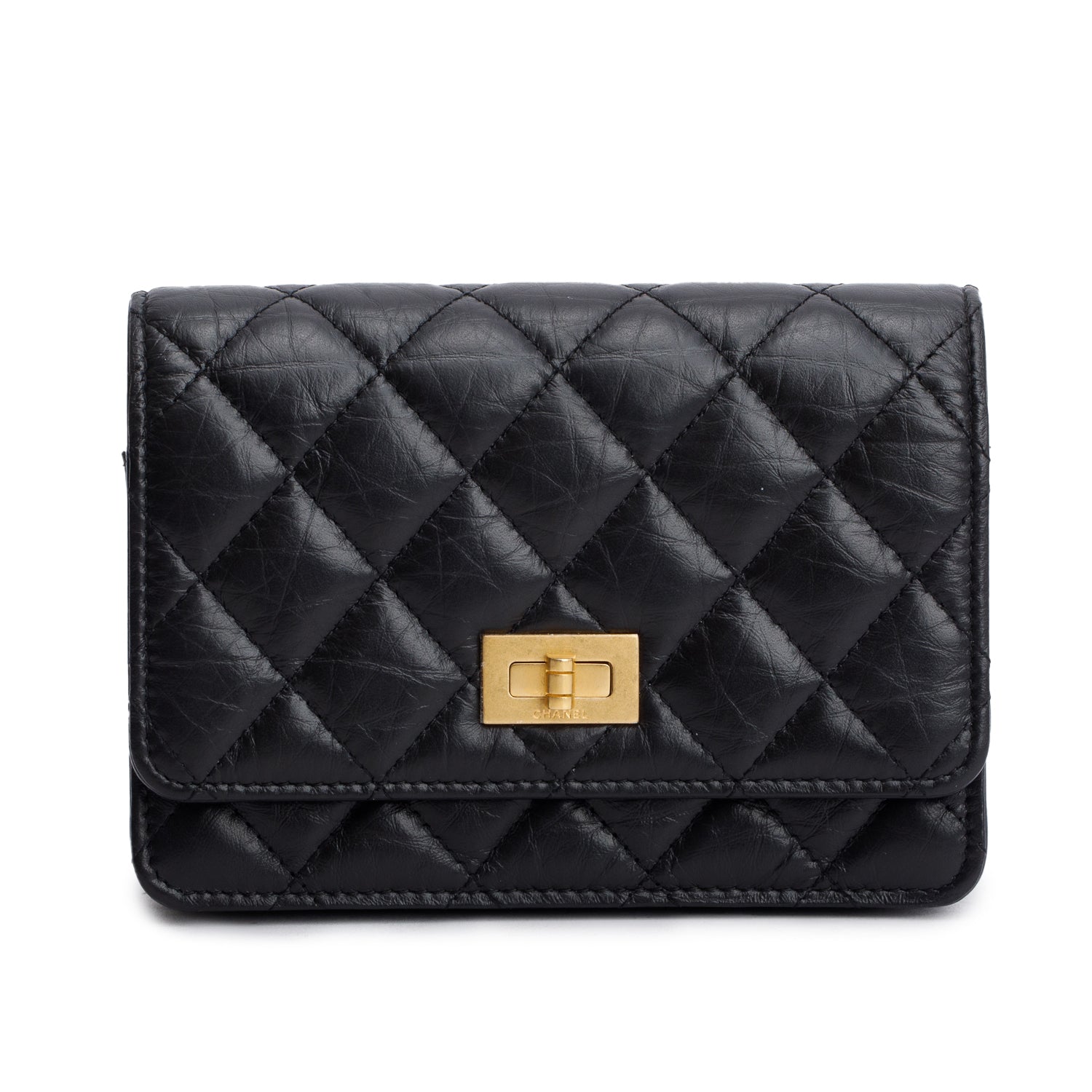 Chanel Aged Quilted Reissue on Lambskin Black Wallet Case