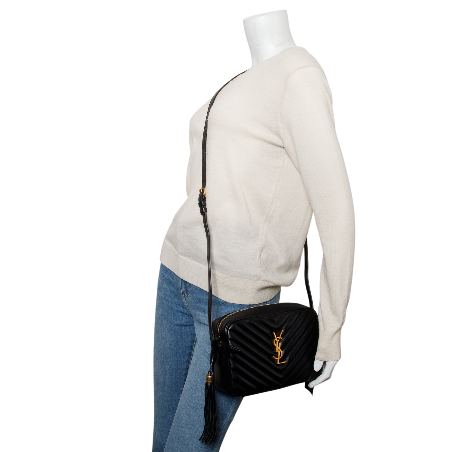 YSL Saint Laurent Calfskin Lou Camera Bag Matelasse Monogram Crossbody Bag
