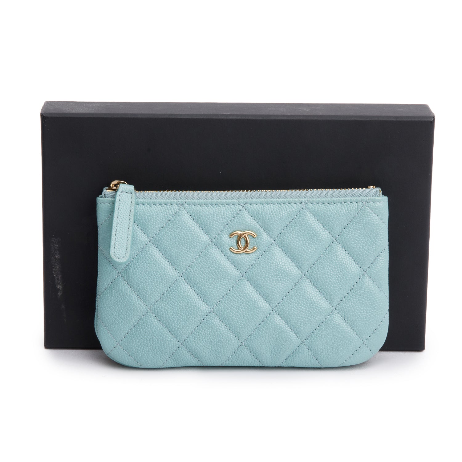Chanel Turquoise Caviar Classic O- Zipped Leather Travel Bag