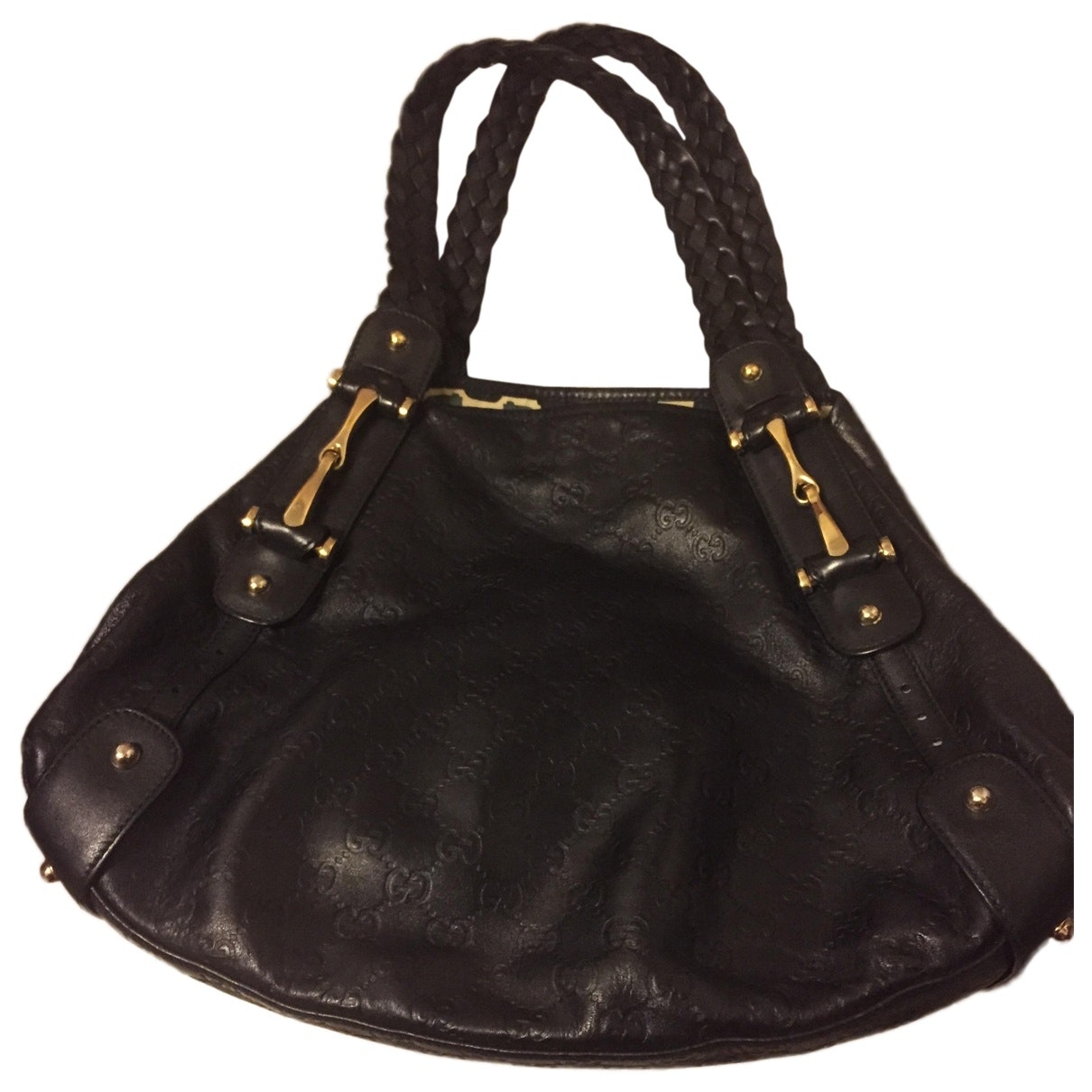Gucci square g black leather handbag