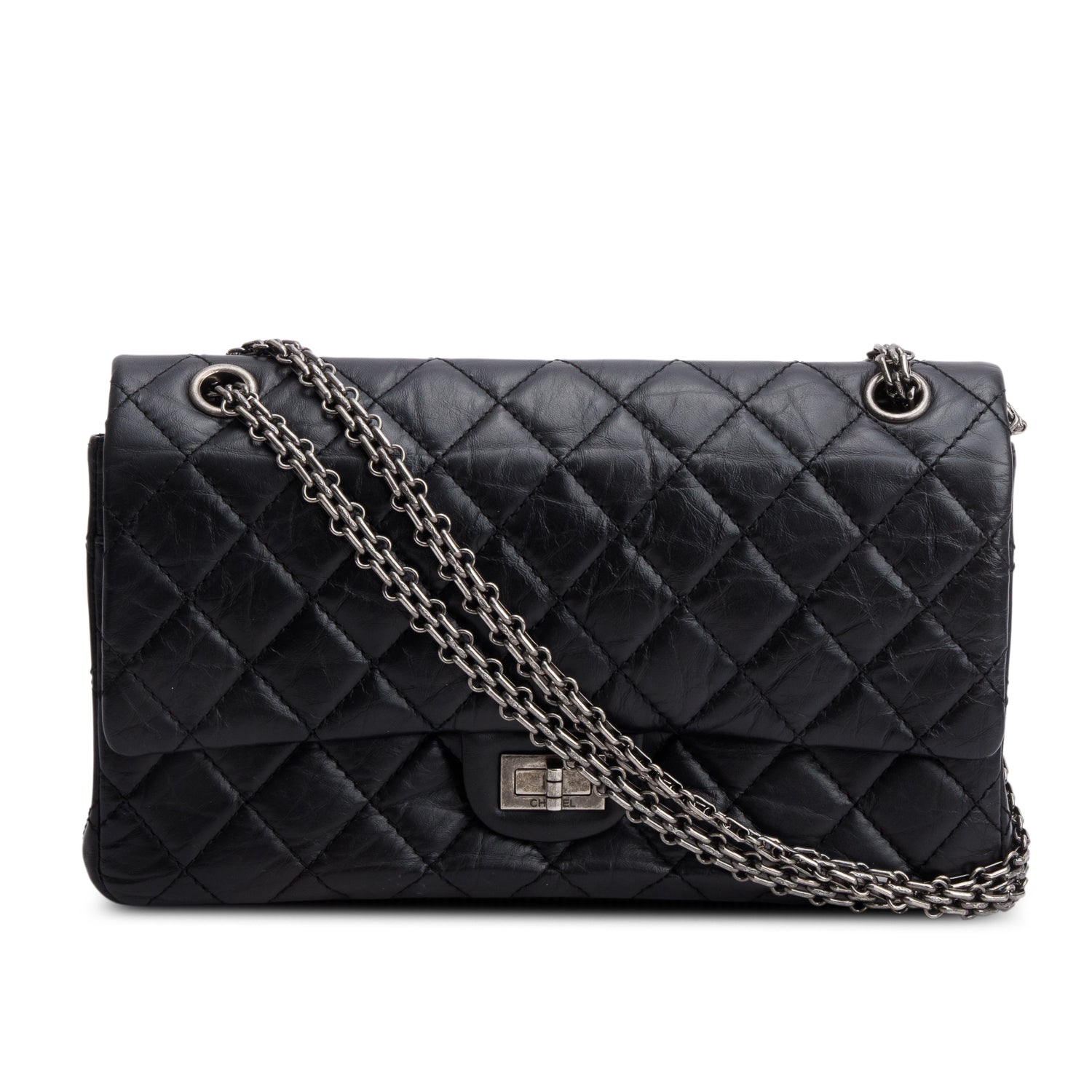 Chanel Aged 2.55 Reissue 226 Double Leather Calfskin Black Travel Bag 3