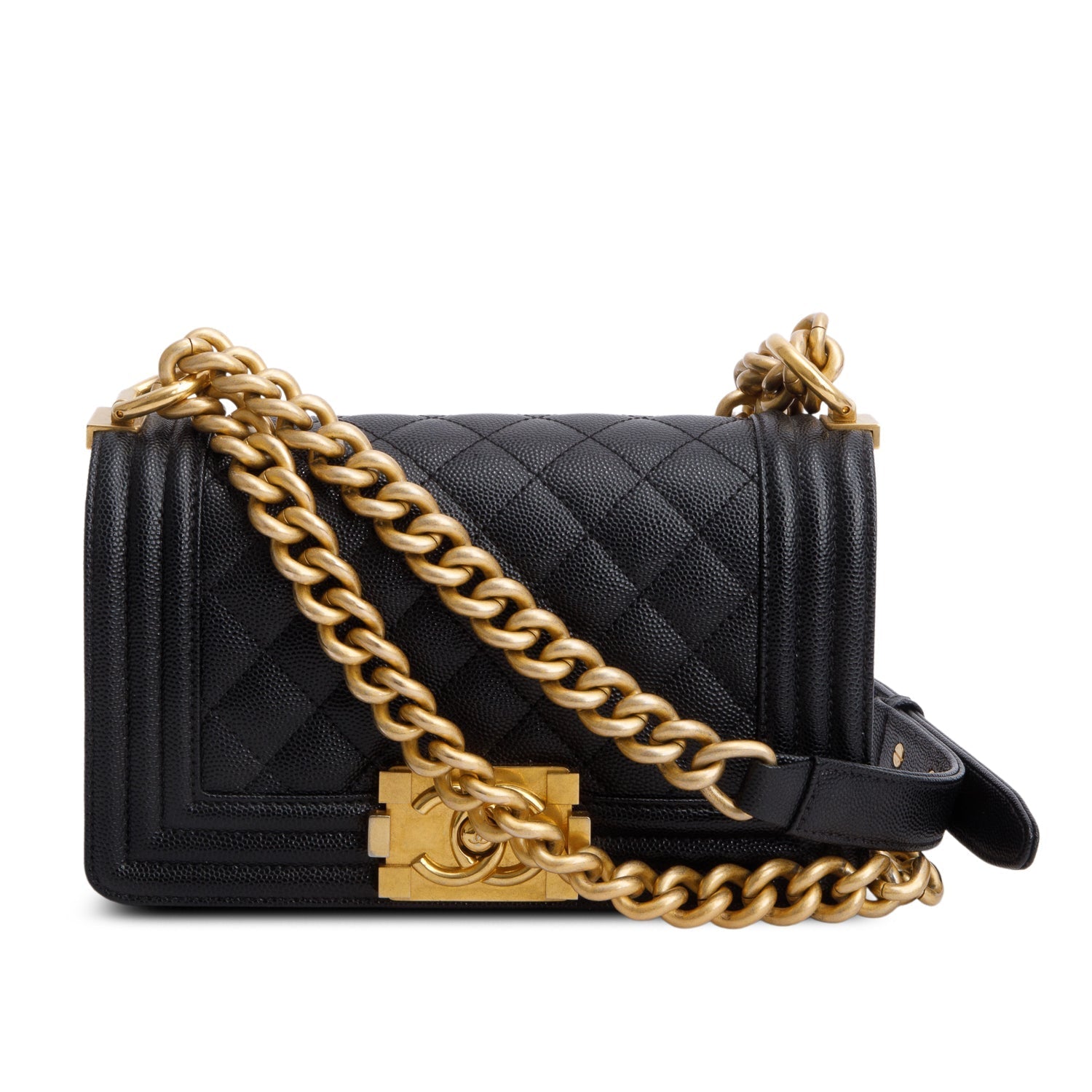 Chanel Caviar Boy Leather Black Travel Bag Box Receipt