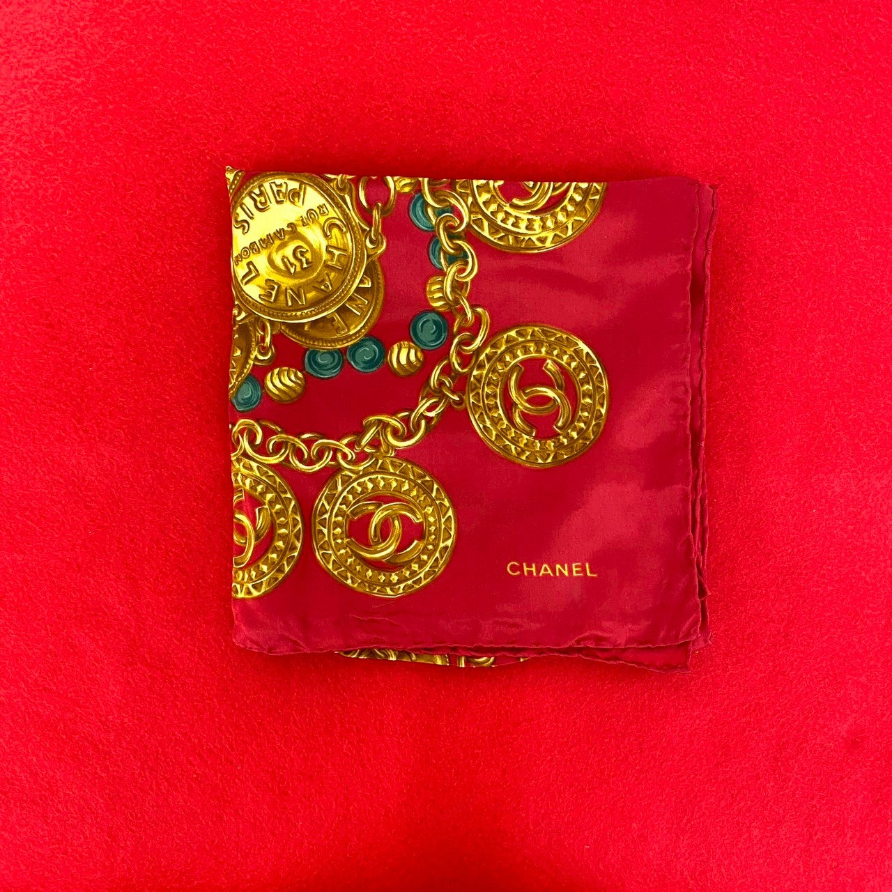 Chanel scarf silk Red 2