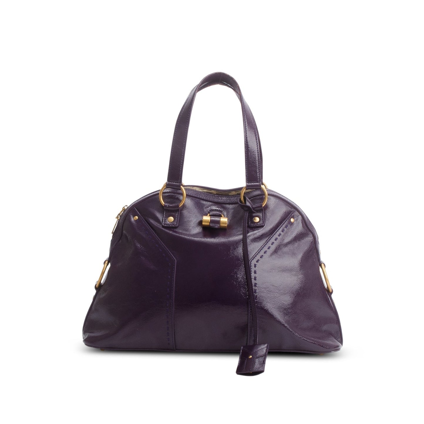 YSL Saint Laurent Purple Patent Bag Leather Travel Bag