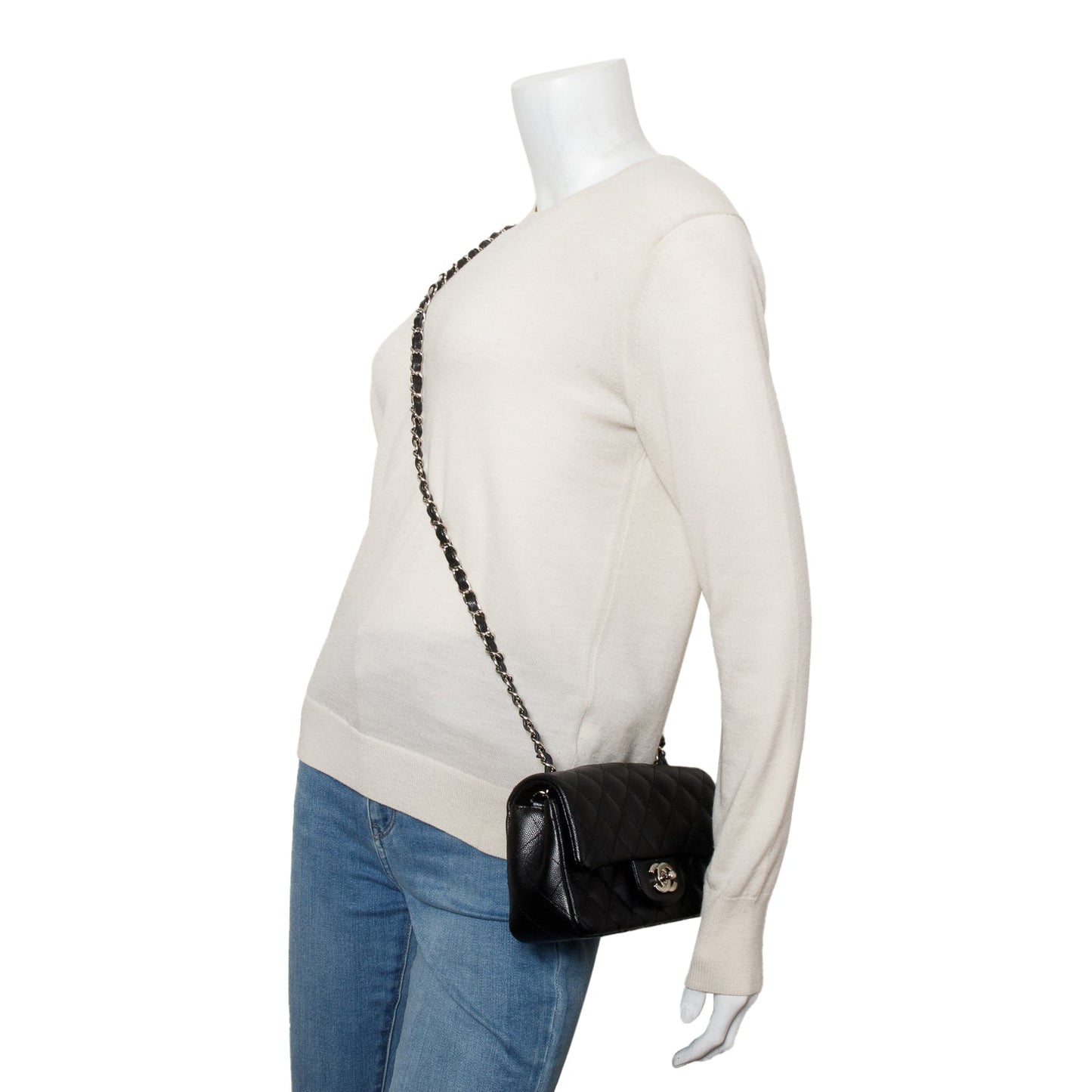 Chanel Caviar Quilted Rectangular Flap Black Travel Bag