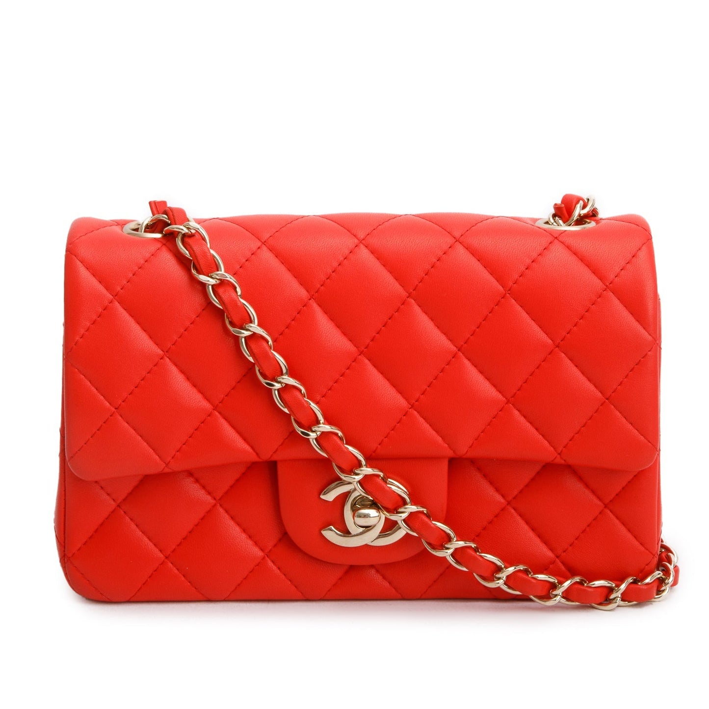 Chanel Quilted Rectangular Flap Lambskin Red Travel Bag