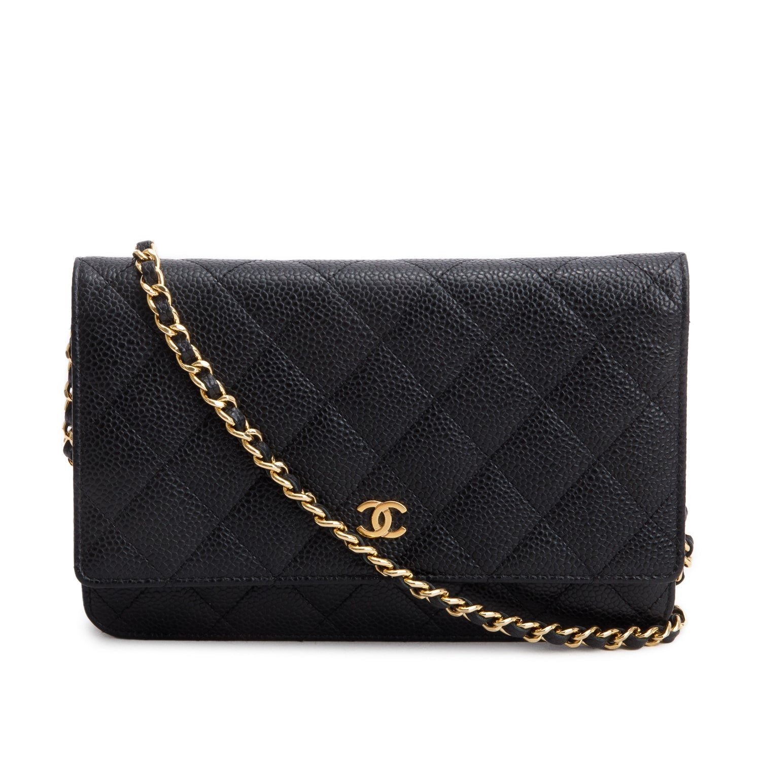 Chanel Caviar Quilted Classic on Black Wallet Case