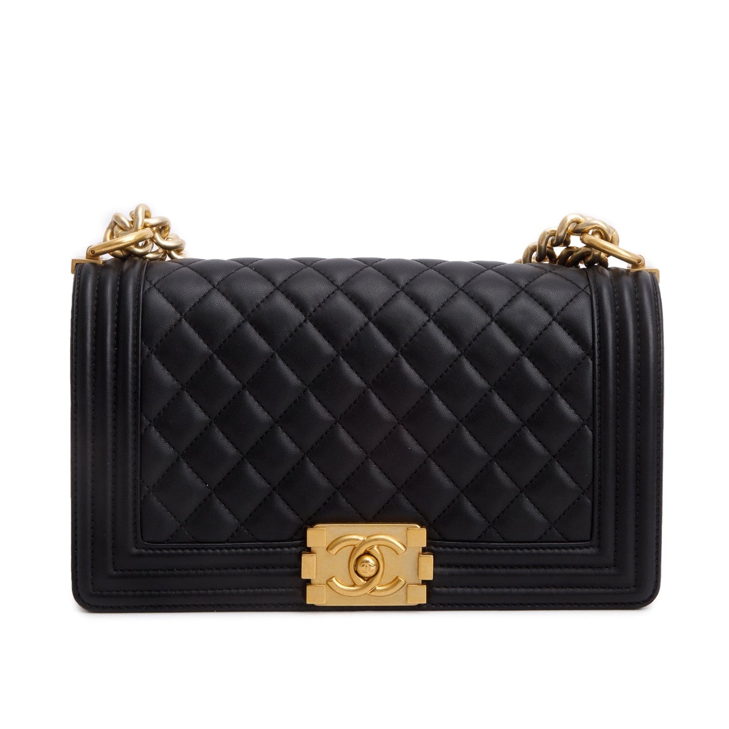 Chanel Quilted Boy Flap Lambskin Black Travel Bag