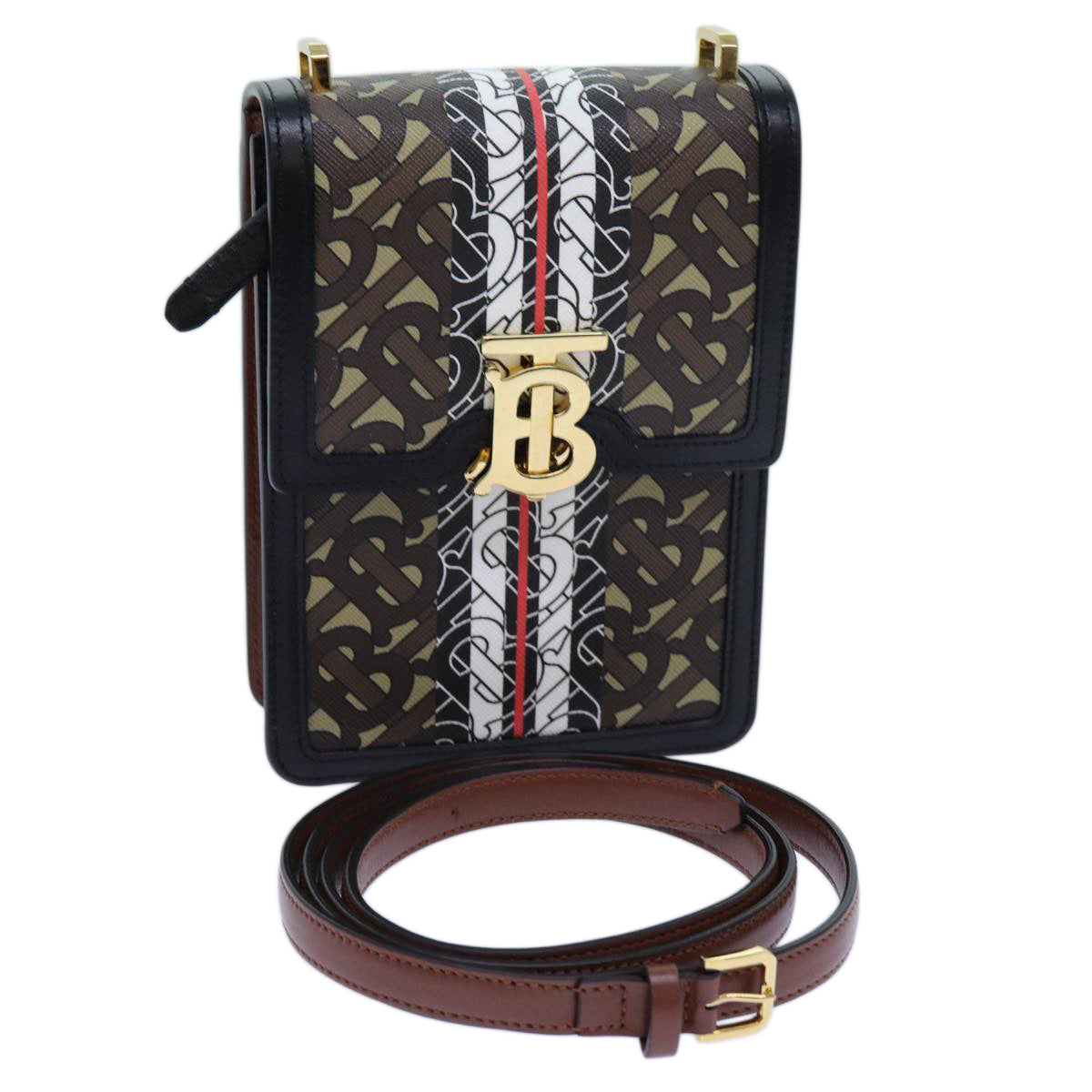 Burberry Luxury Shoulder Bag Pvc Auth 70330A Leather Brown