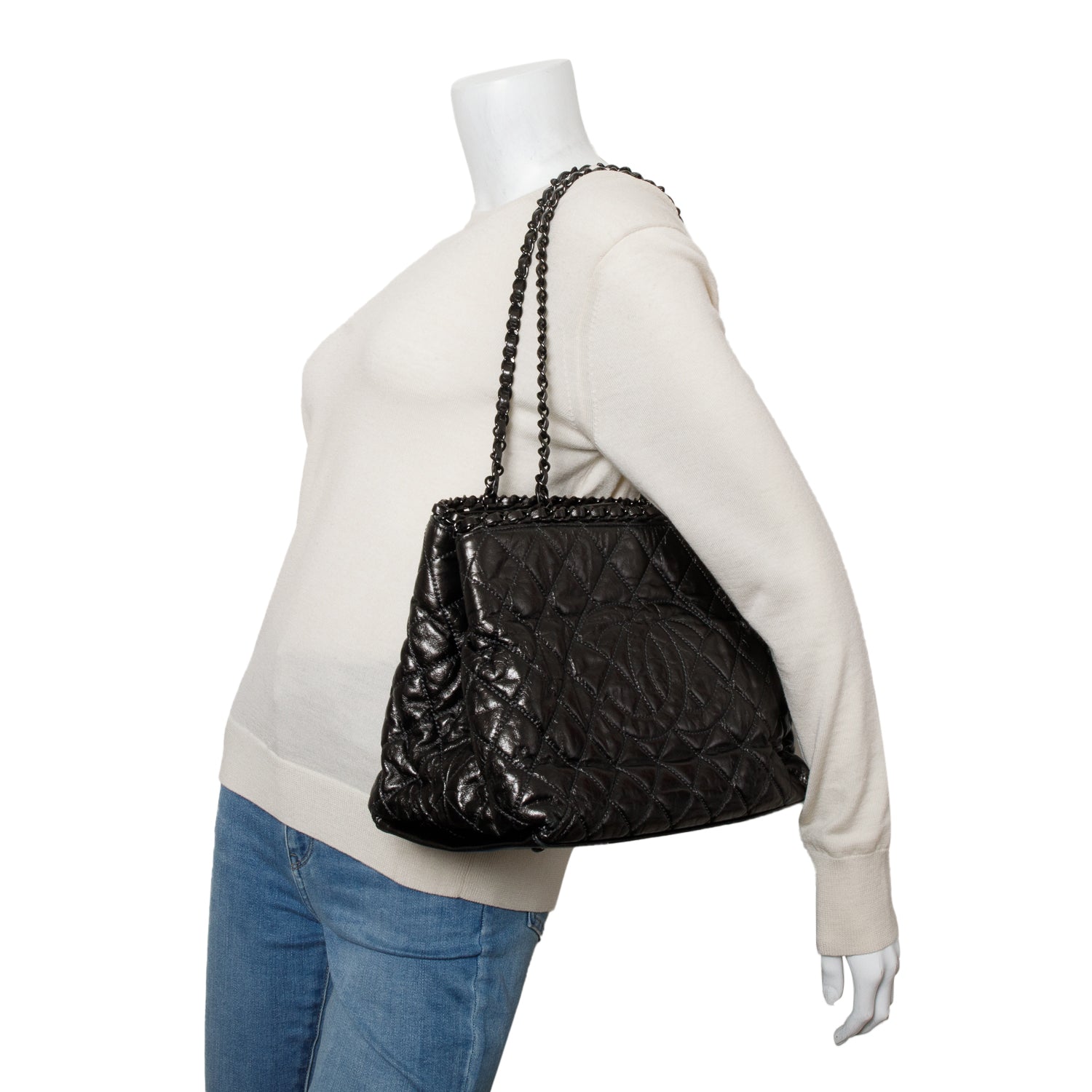 Chanel l Calfskin Grey Travel Bag