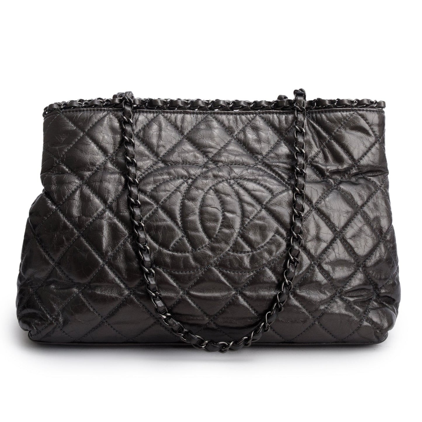 Chanel l Calfskin Grey Travel Bag