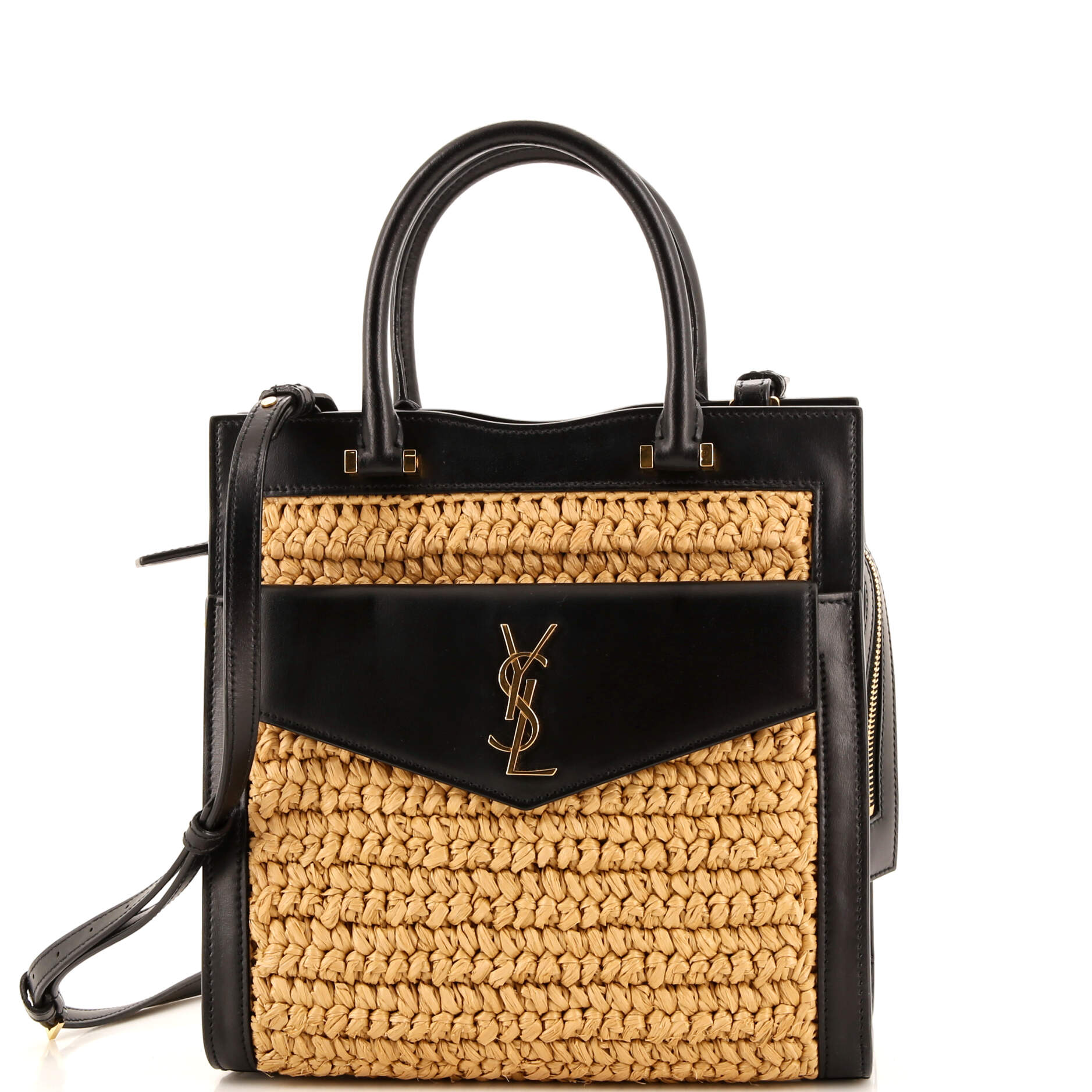 YSL Saint Laurent Luxury Trending Uptown Tote With Leather Raffia Small Tote Bag Leather Small 2