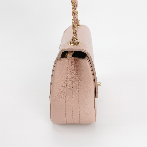 Chanel Square Classic Flap Caviar -tone Hardware Pink Gold Leather Mini Bag
