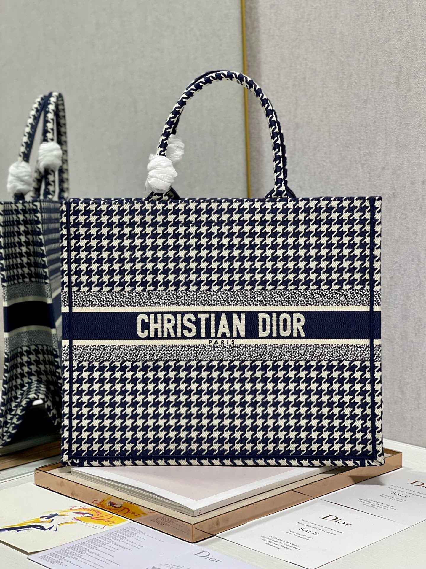 Book Cd White Blue Large Book Tote Bag