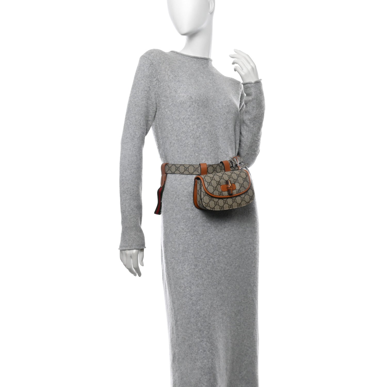 Gucci GG Supreme Monogram Web Bamboo Mini 1947 Belt Bag 85 34 Beige