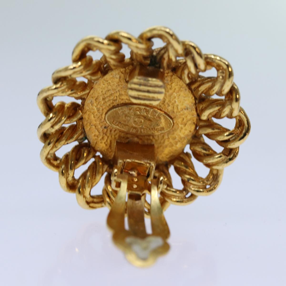Chanel COCO Mark Earring metal Gold CC Auth 70878