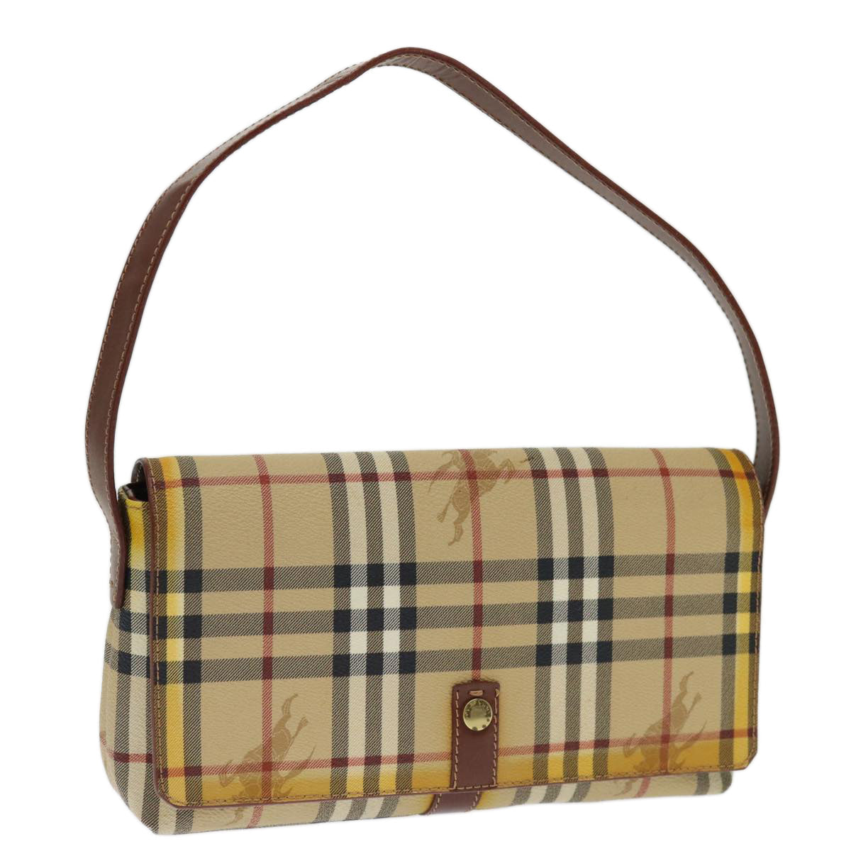 Burberry Luxury Nova Check Shoulder Bag Pvc Auth Brown Beige