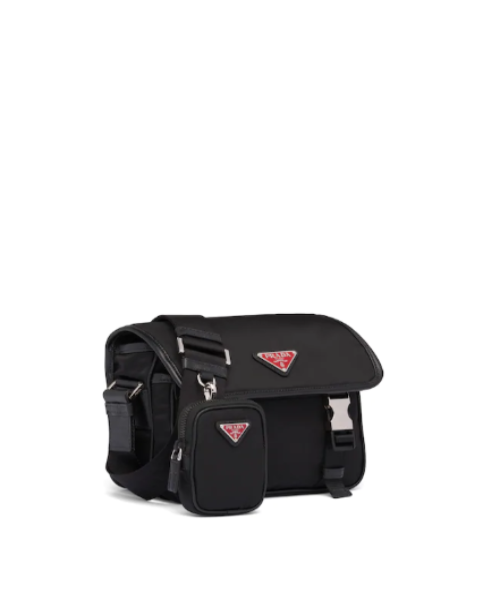 Prada Cross Body Bag Buckles Nylon Black Crossbody Bag