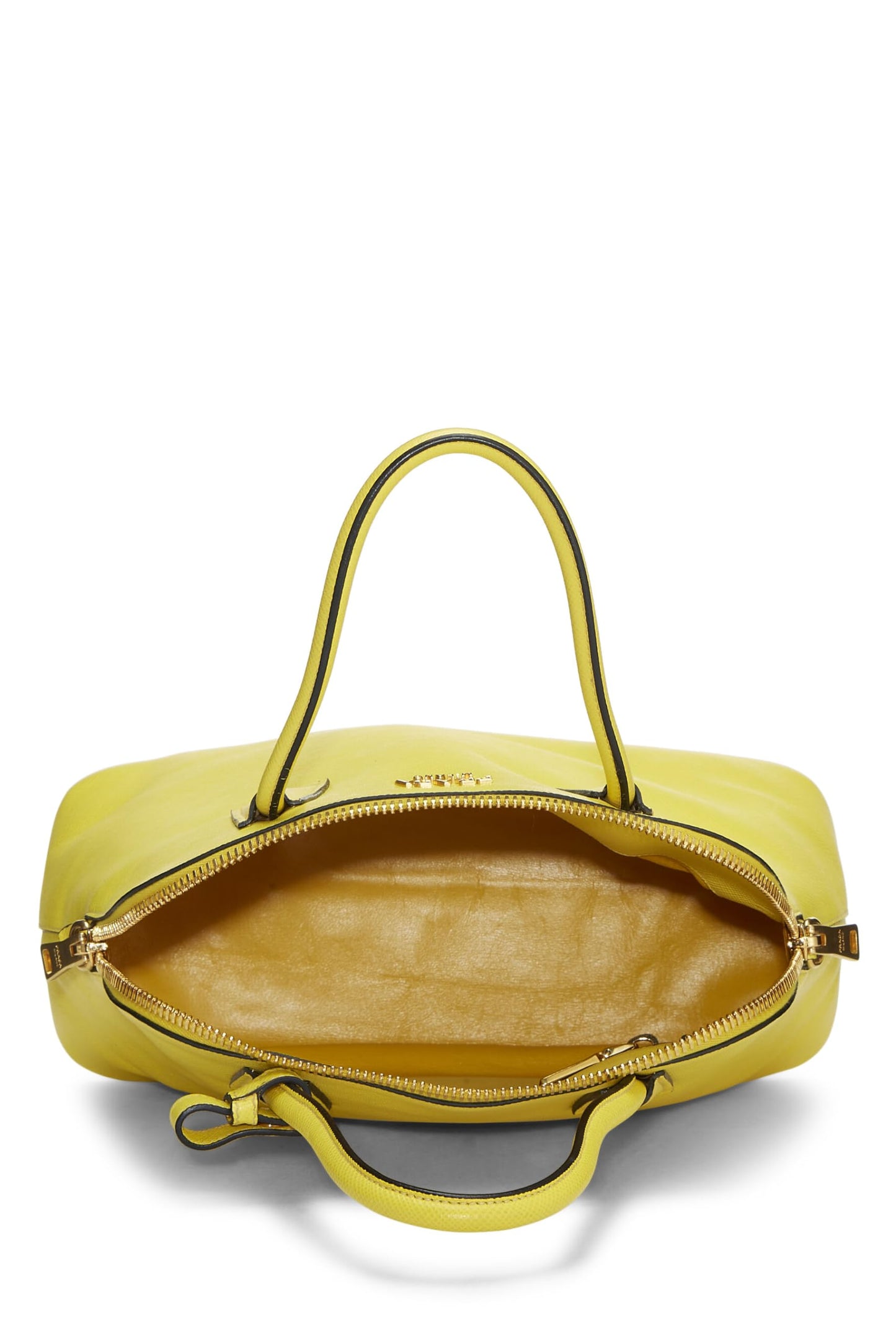 Prada Dome Handbag Saffiano Yellow Travel Bag