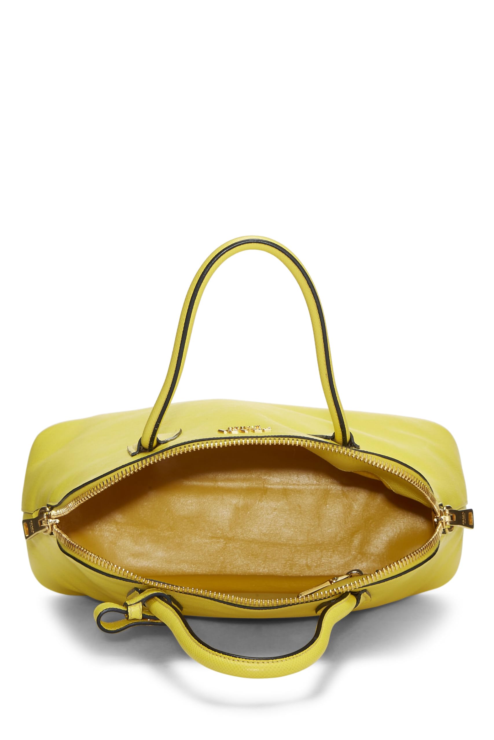 Prada Dome Handbag Saffiano Yellow Travel Bag