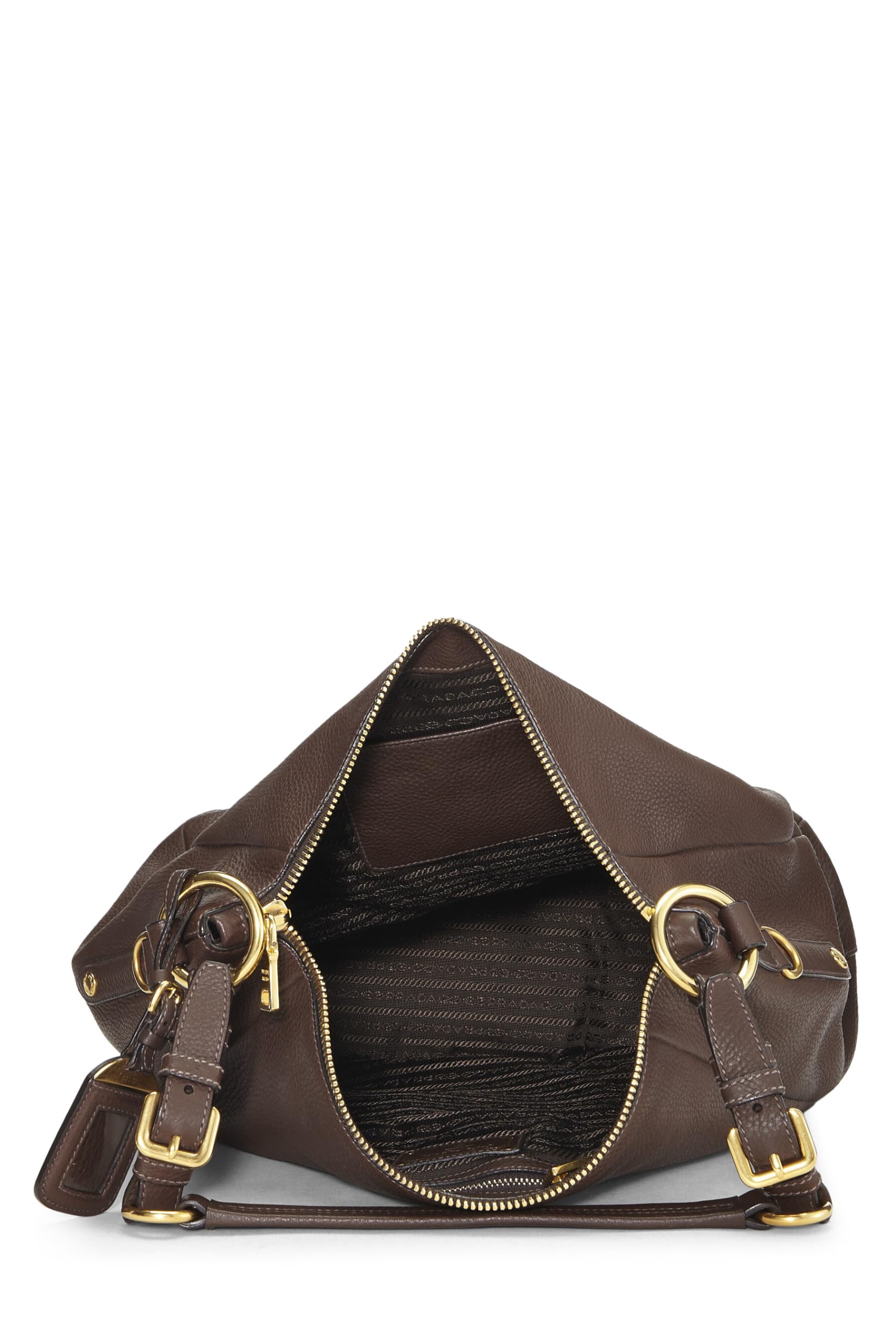 Prada Daino Hobo Vitello Brown Shoulder Bag