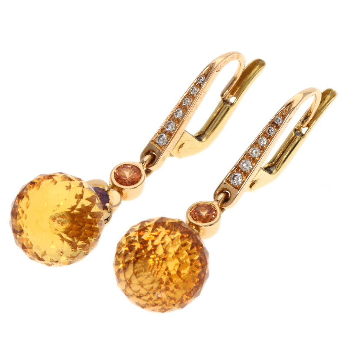 Chanel Pierce 18K Yellow Mademoiselle Citrine Sapphire Gold Jewelry