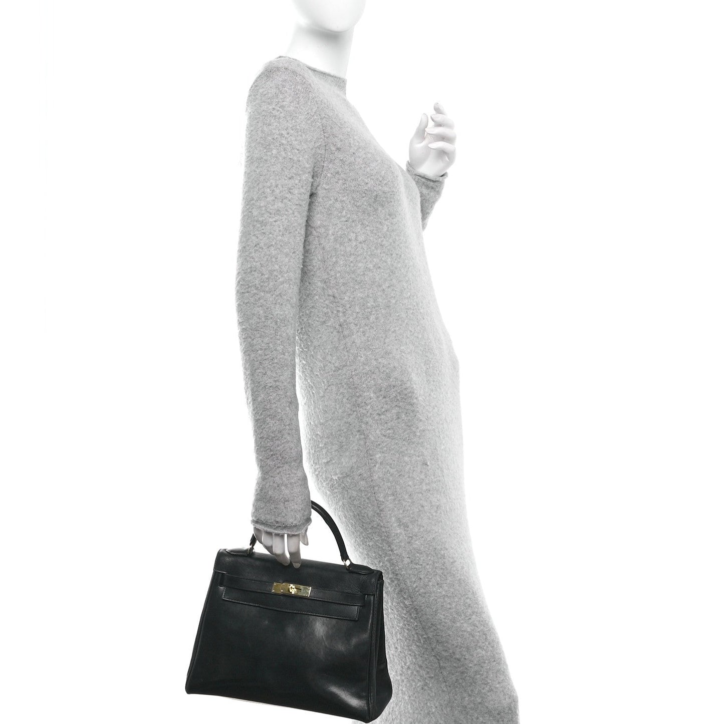 Hermes Box Kelly Retourne Handbag Black Travel Bag