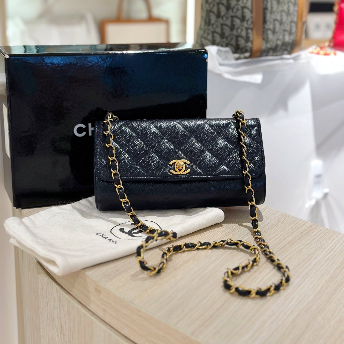 Chanel   navy caviar flap bag