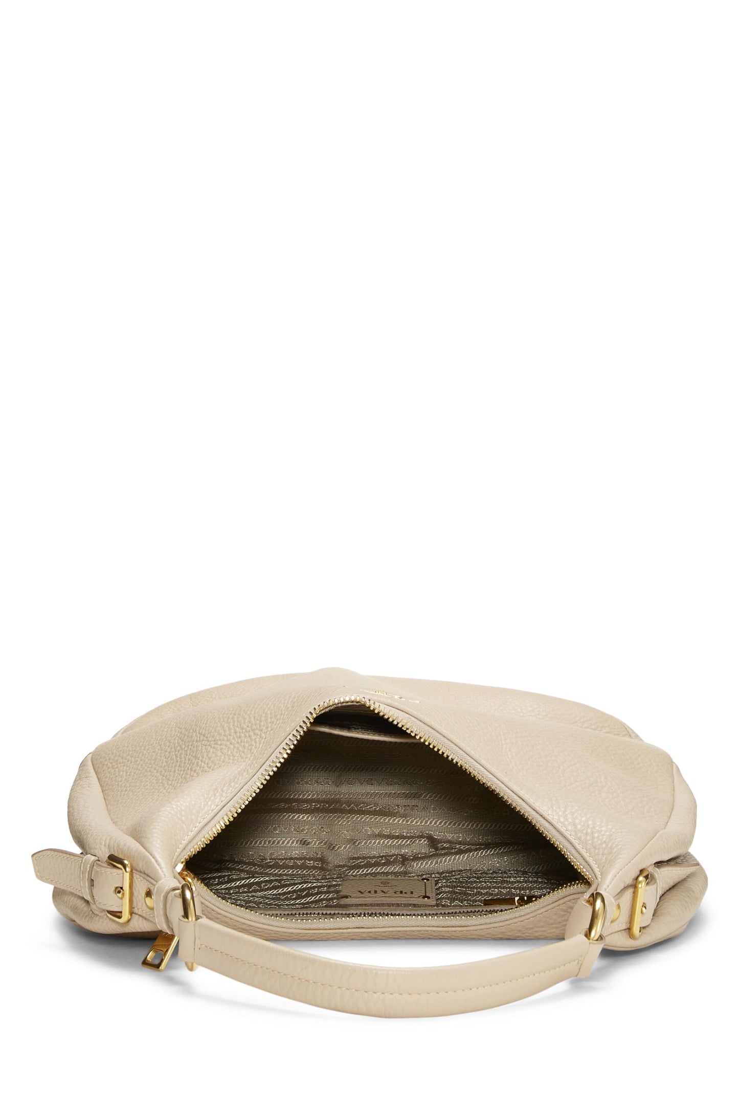 Prada Daino Hobo Vitello Beige Medium Shoulder Bag