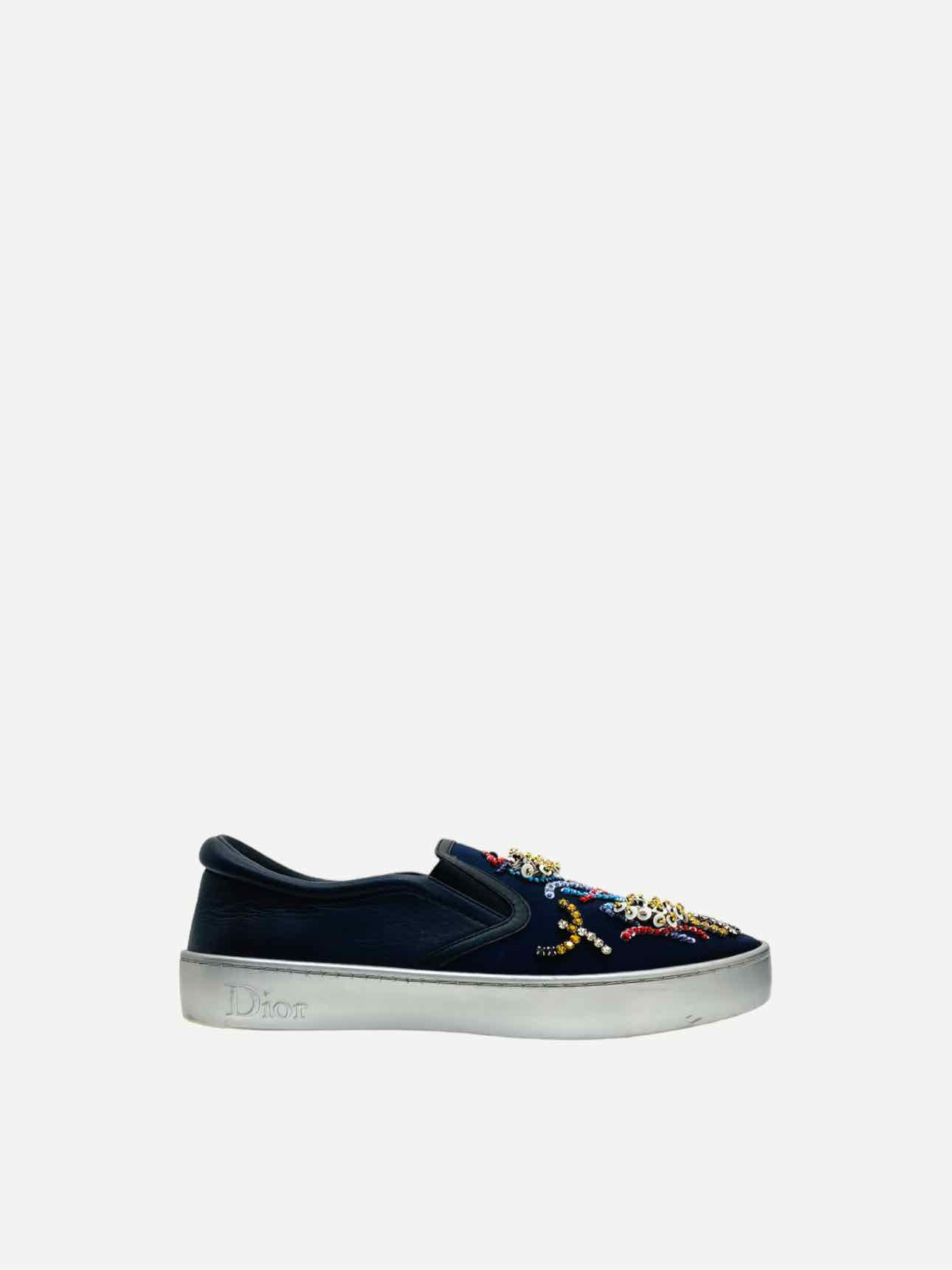 Dior Slip On Leather Satin Blue Shoes