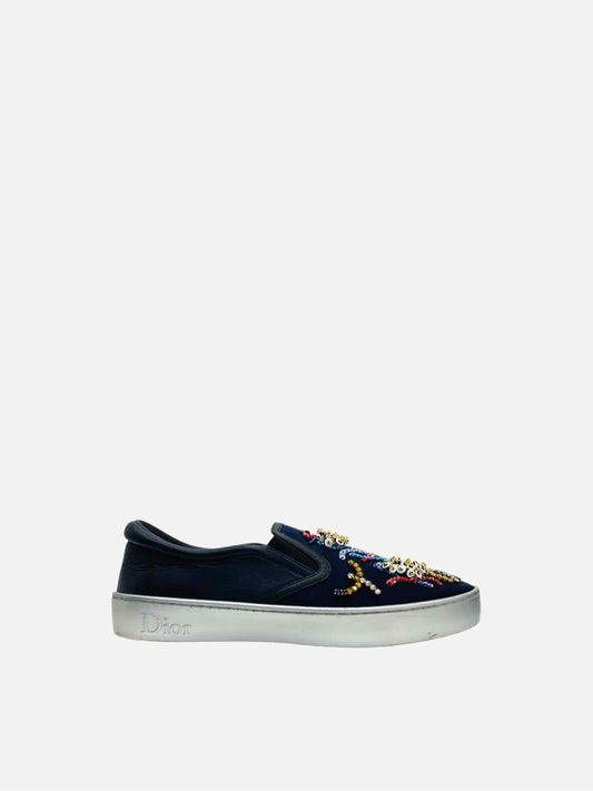 Dior Slip On Leather Satin Blue Shoes