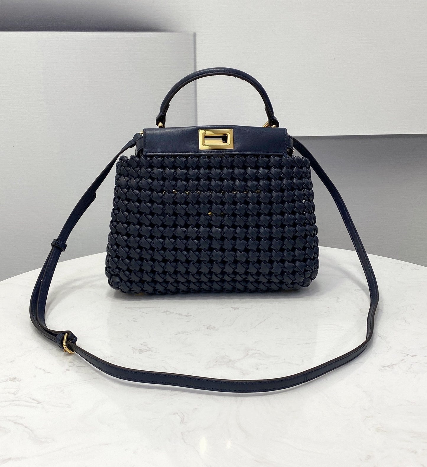 Top QualityTop Quality Peekaboo Braided Blue Navy Mini Bag