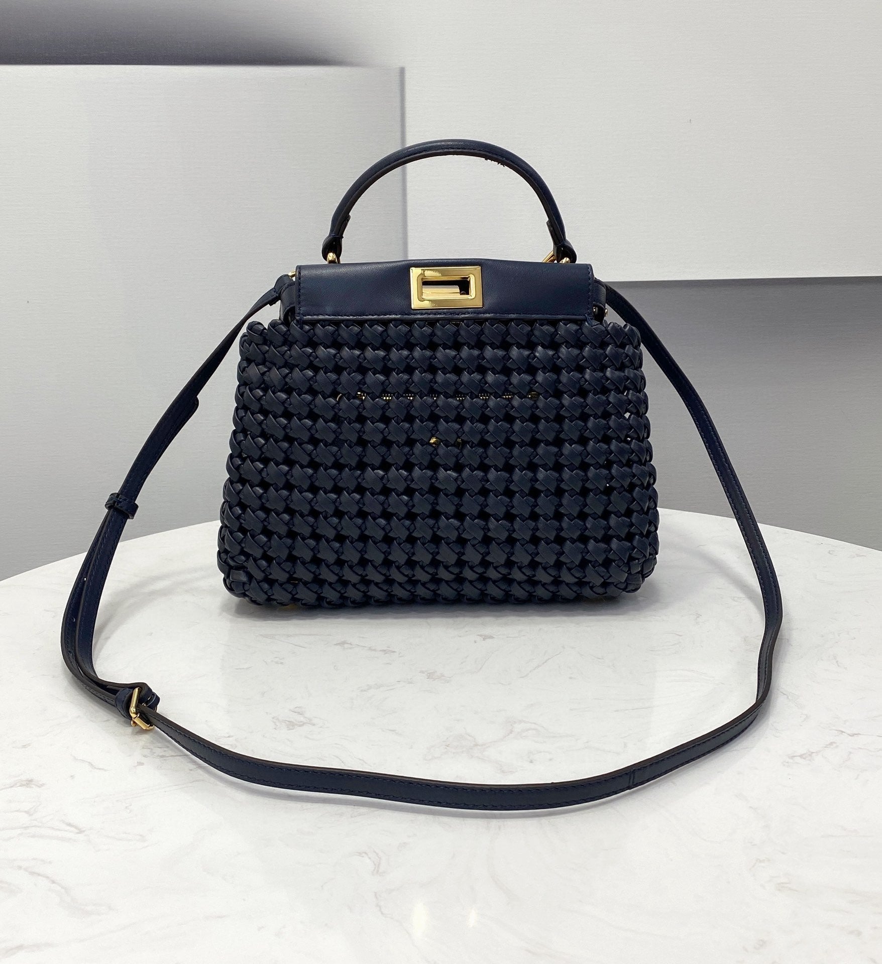 Top QualityTop Quality Peekaboo Braided Blue Navy Mini Bag