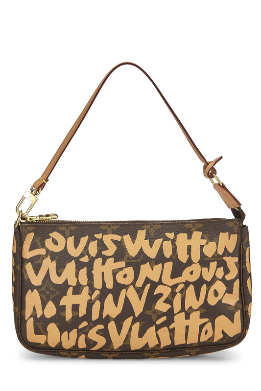 Louis Vuitton,  Stephen Spro  x Louis Vuitton Beige Monogram Graffiti Pochette, Beige