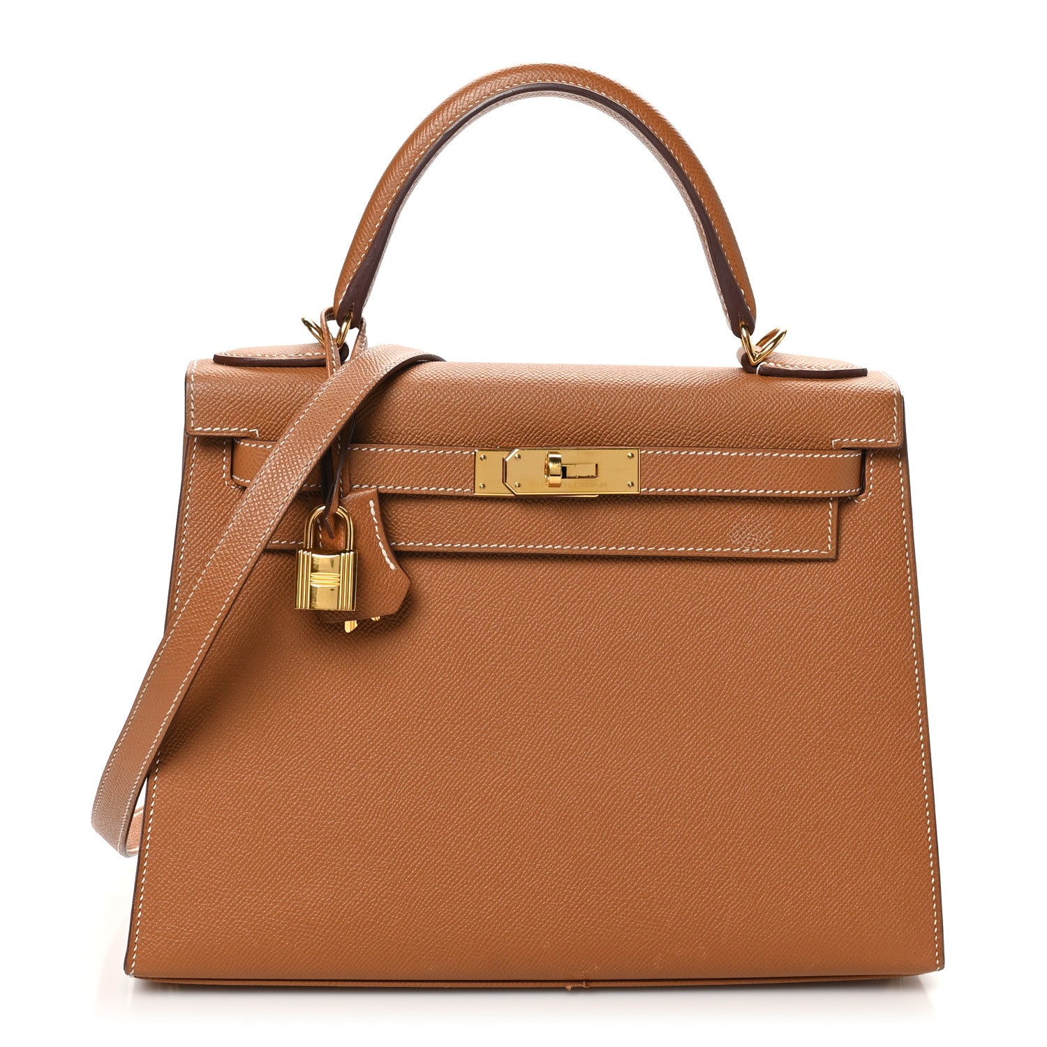 Hermes Epsom Kelly Sellier Handbag Gold Travel Bag 28 Gold 1744101