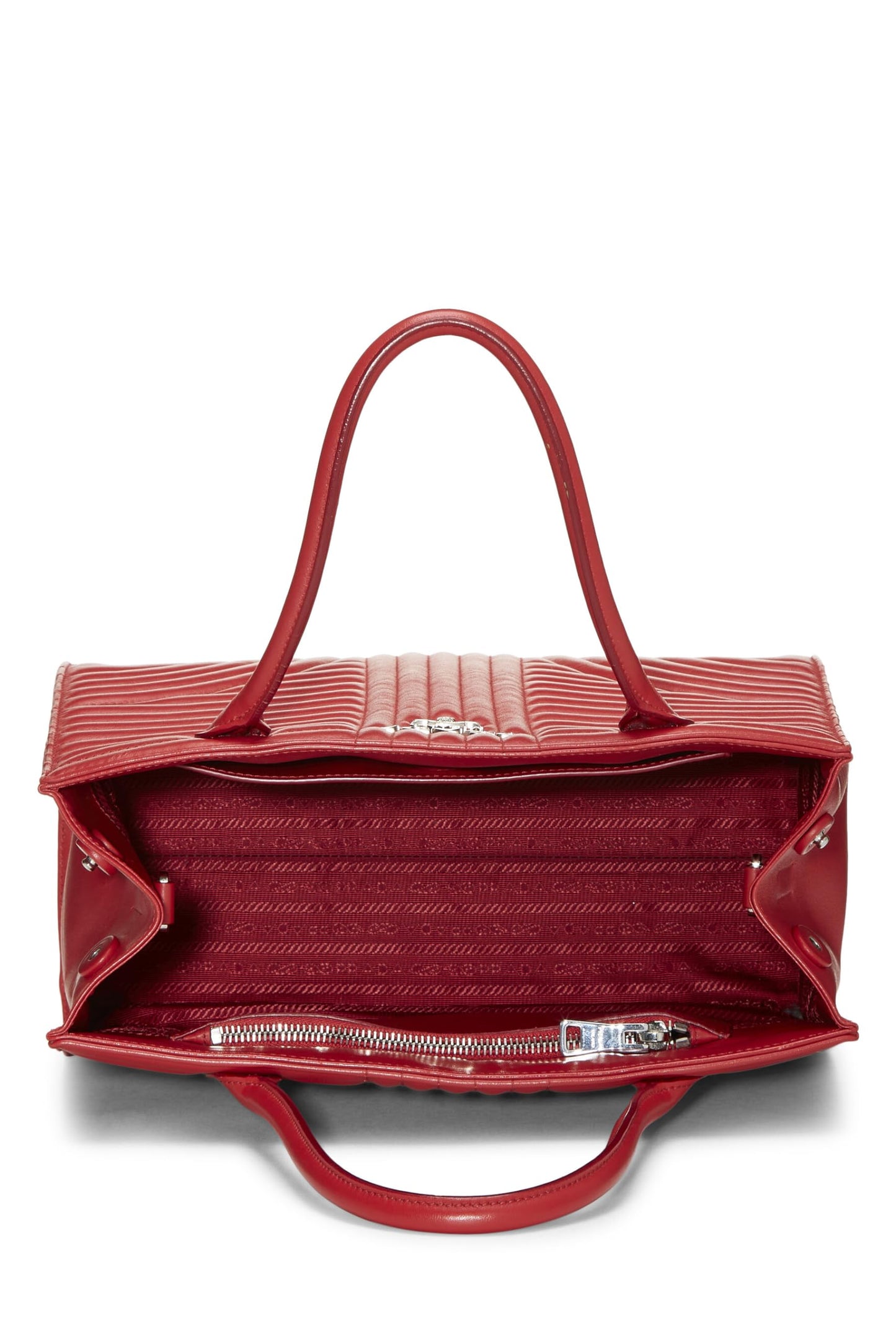 Prada Calfskin Diagramme Tote Red Tote Bag