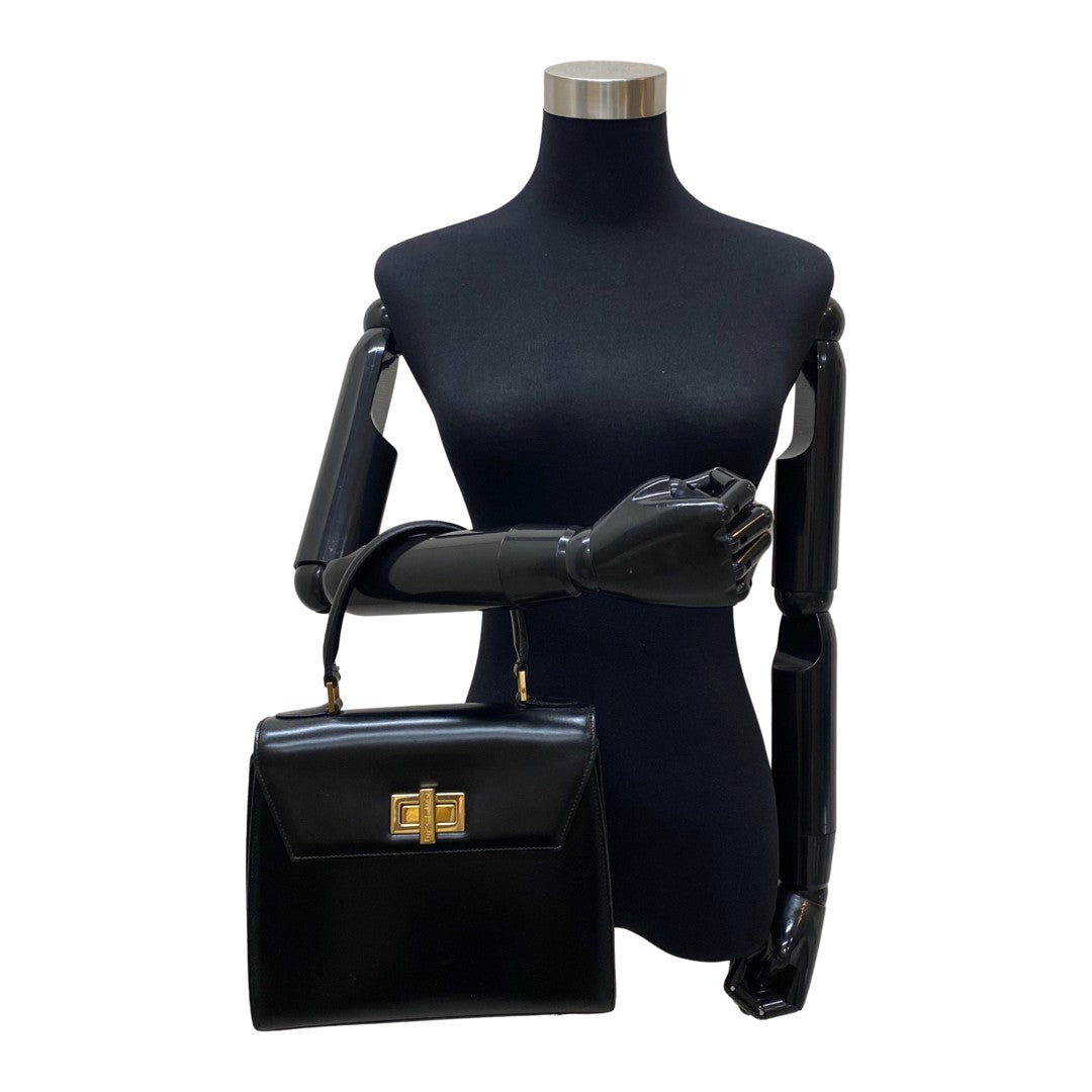 Shoulder Bag Calfskin, Turn Lock Women Leather Black