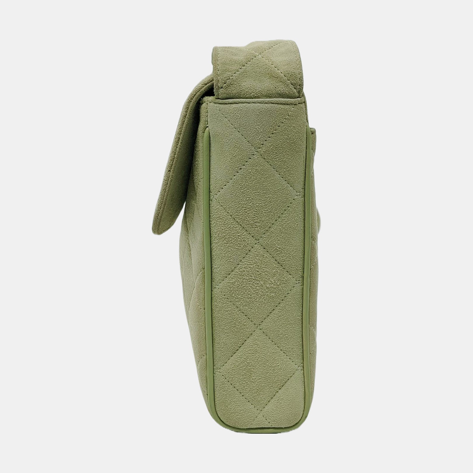 Chanel Flap Suede Green Small Leather Crossbody Bag