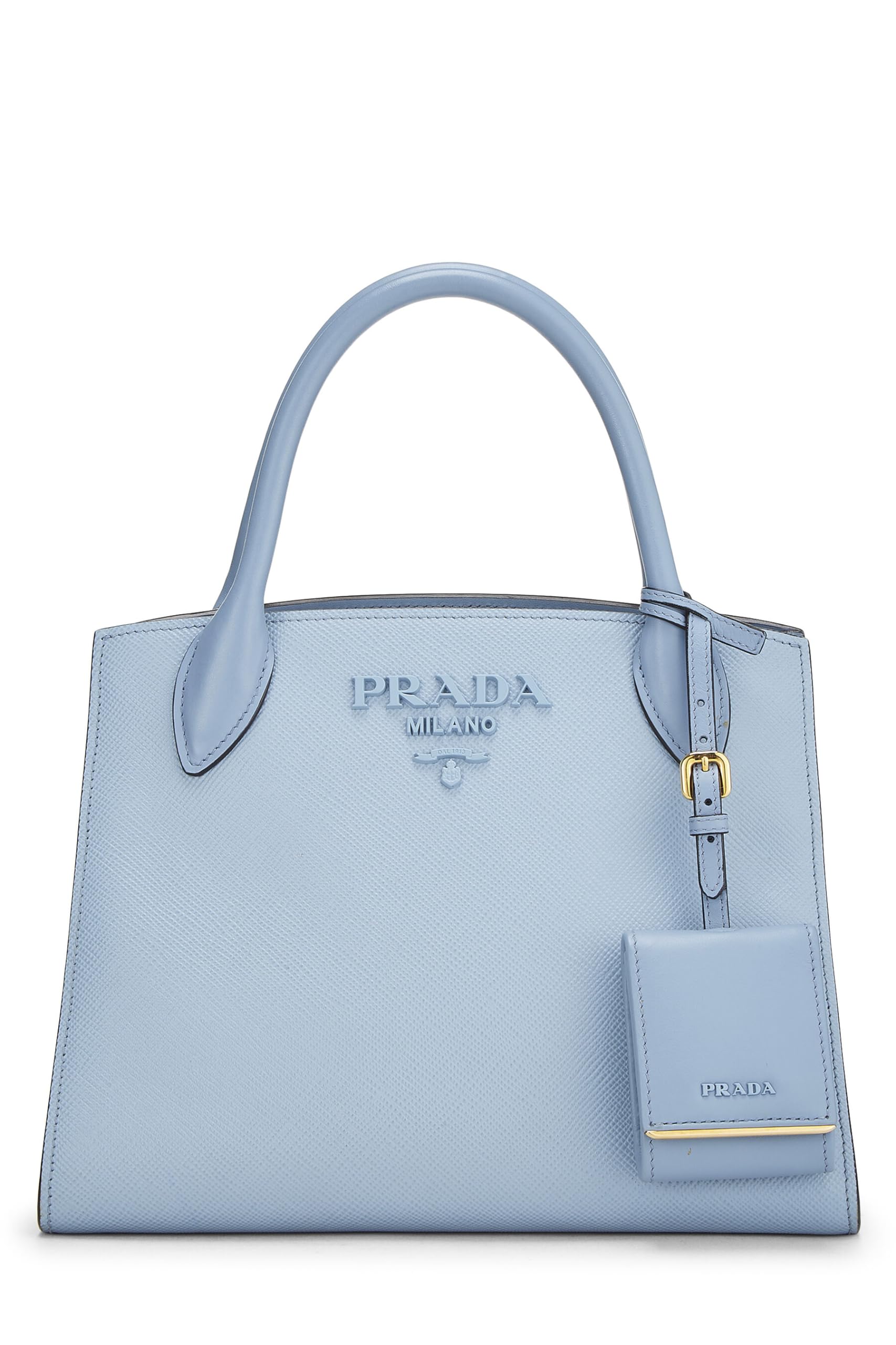 Prada Monochrome Bag Leather Saffiano Blue Travel Bag
