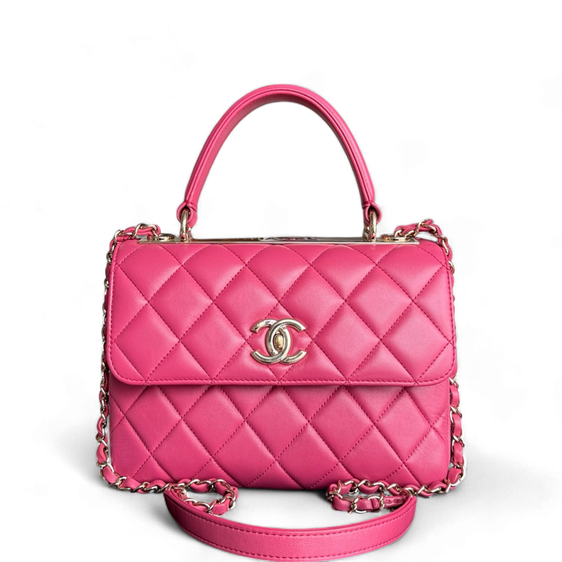 Chanel Trendy CC Small - Quilted Lambskin Hot Pink Gold Hardware Series 24