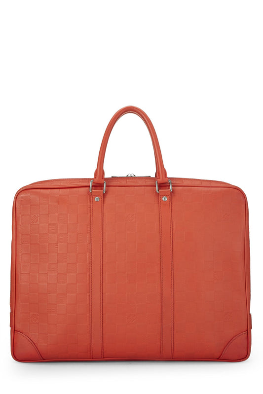 Louis Vuitton,  Orange Damier Infini Porte Documents Voyage, Orange