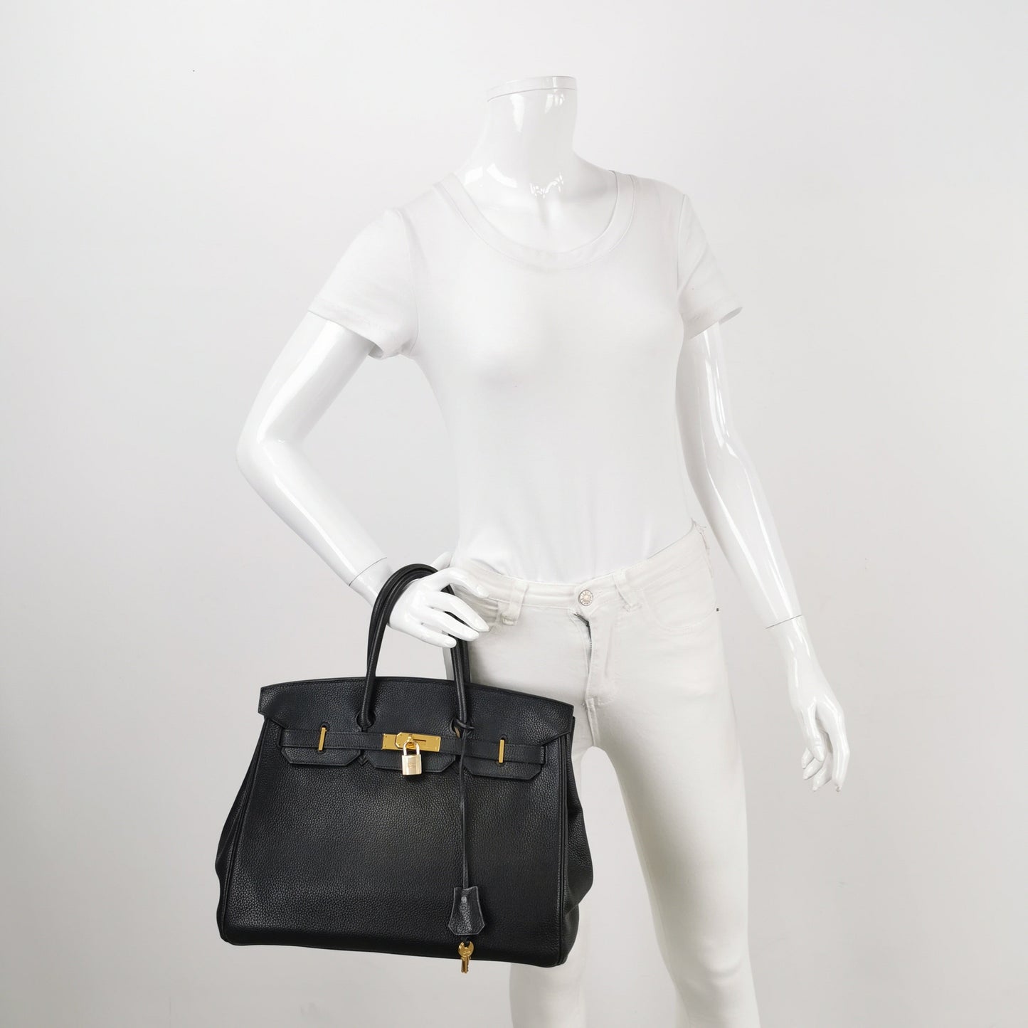 Hermes Birkin Togo Calfskin Hardware Handbag Leather Black Travel Bag