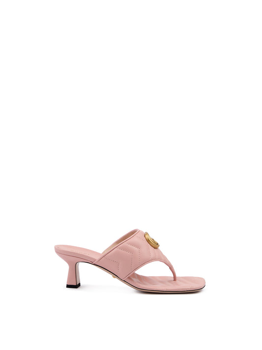 Gucci Mystic Pink Nappa Charlotte Leather Women's Sandals