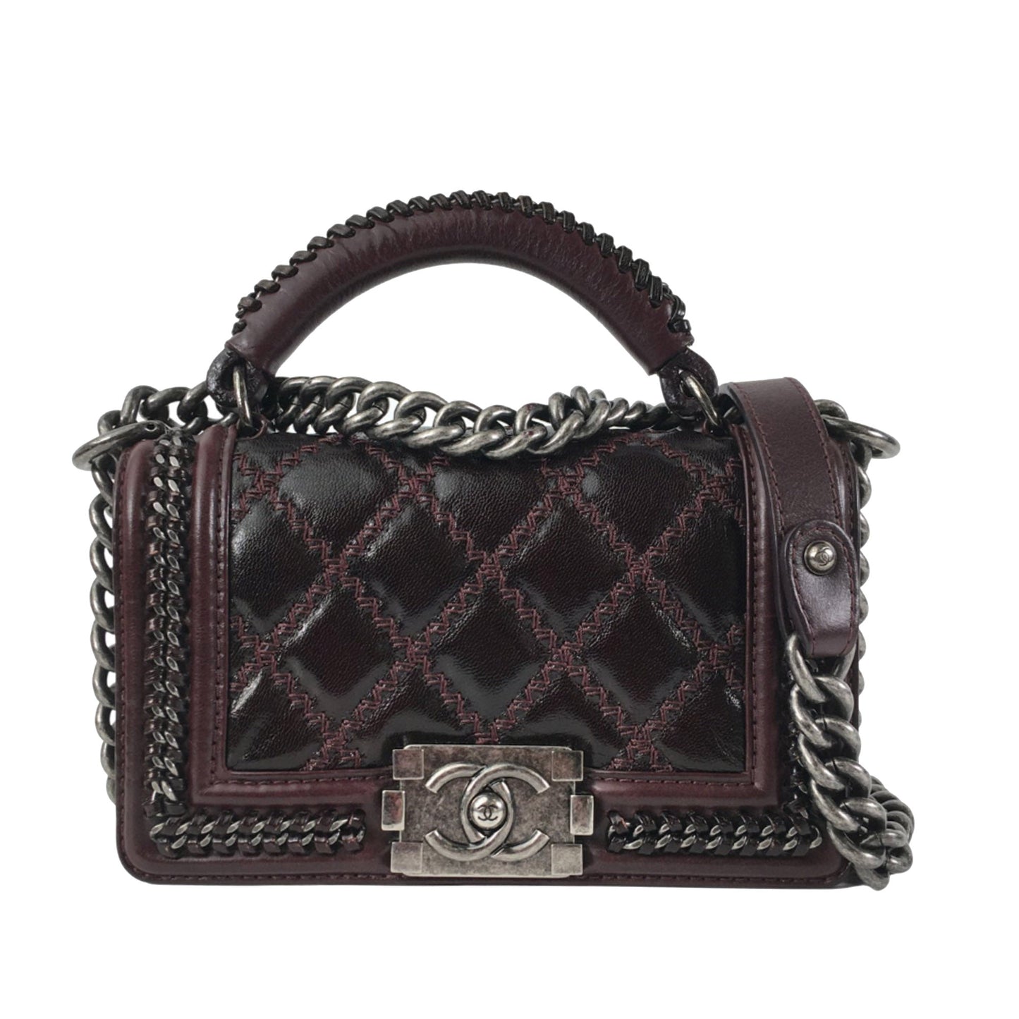 CHANEL Small Calfskin Boy Top Handle Flap Satchel