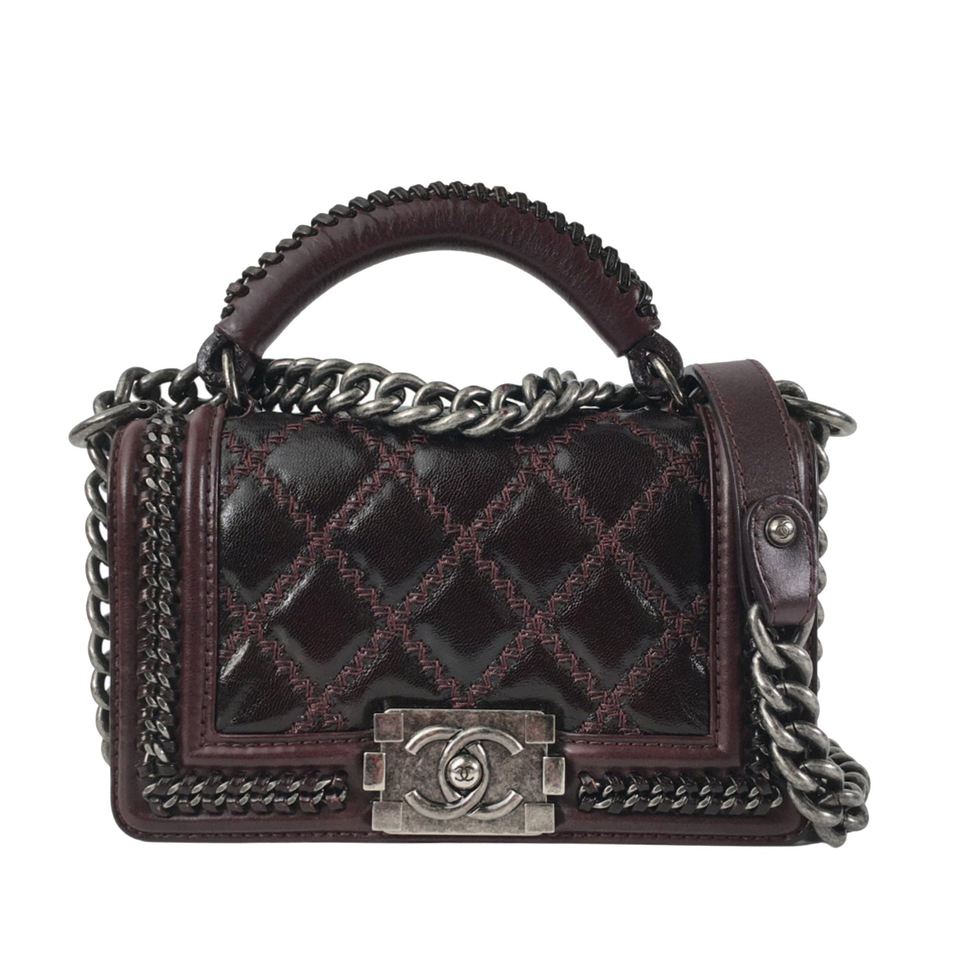 CHANEL Small Calfskin Boy Top Handle Flap Satchel