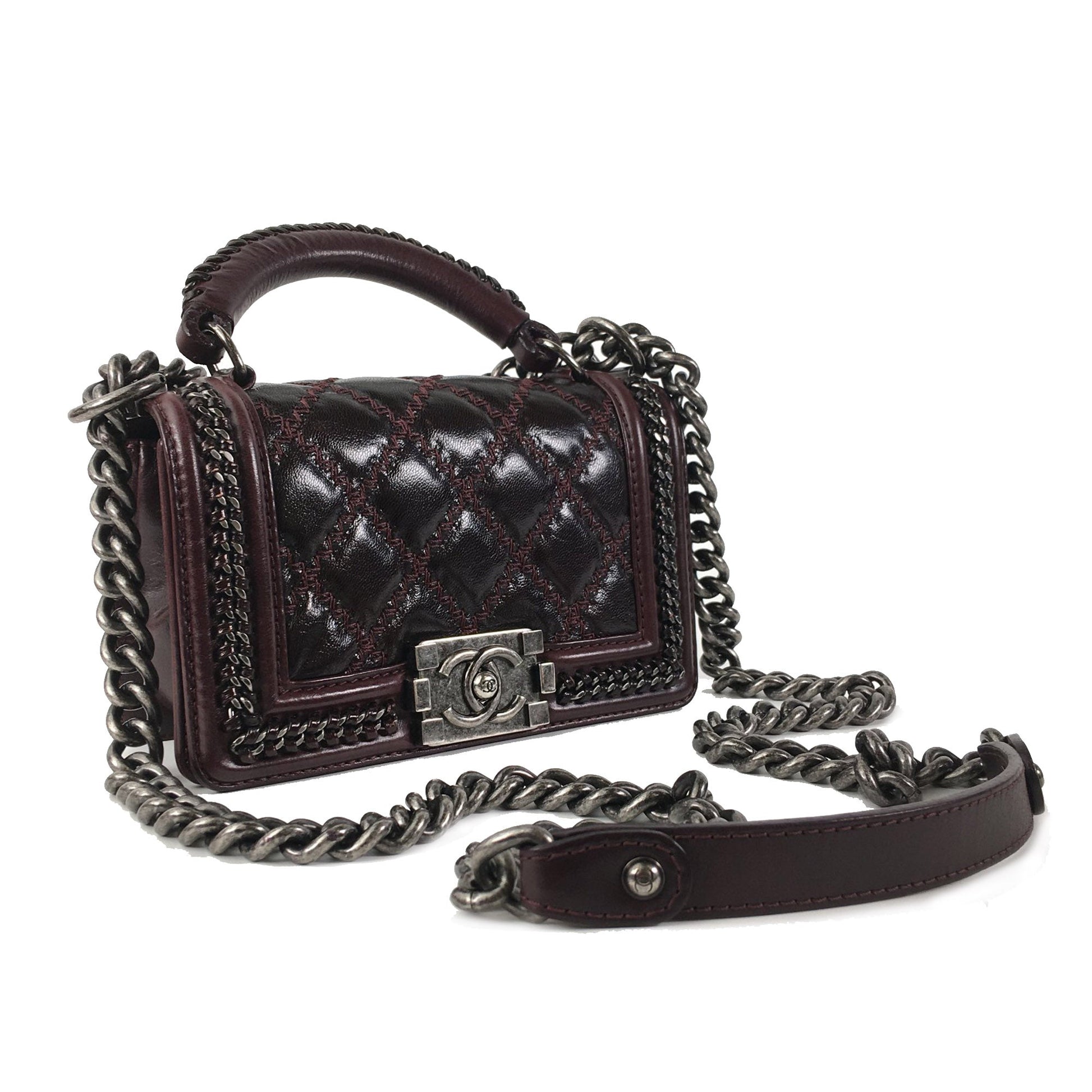 CHANEL Small Calfskin Boy Top Handle Flap Satchel